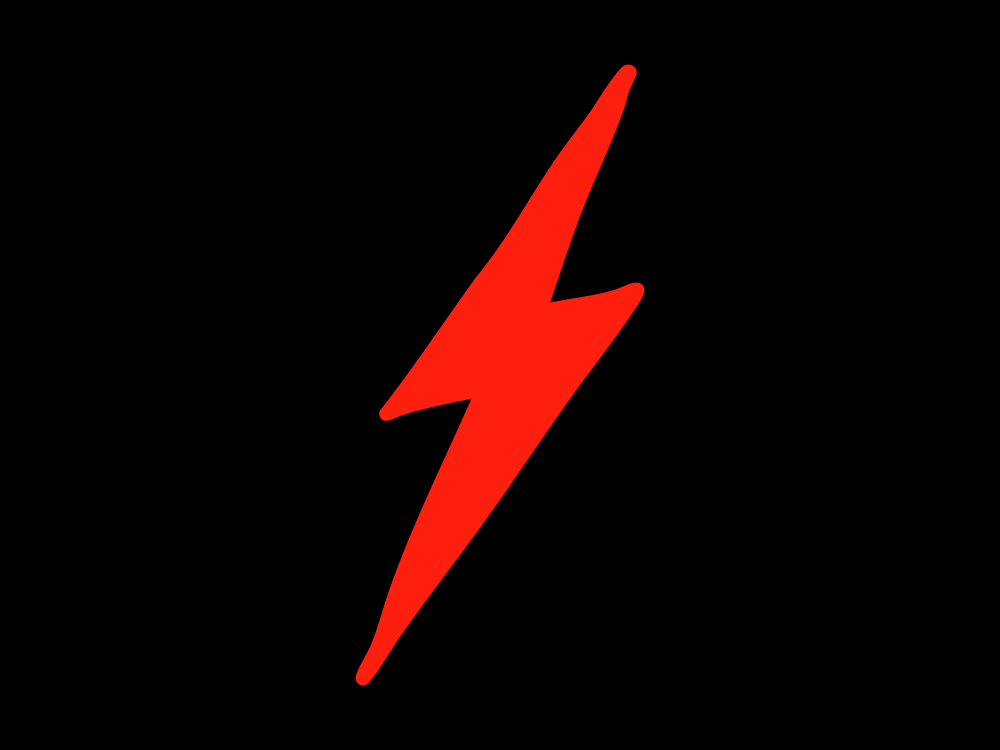 Red lightning bolt icon on a black background