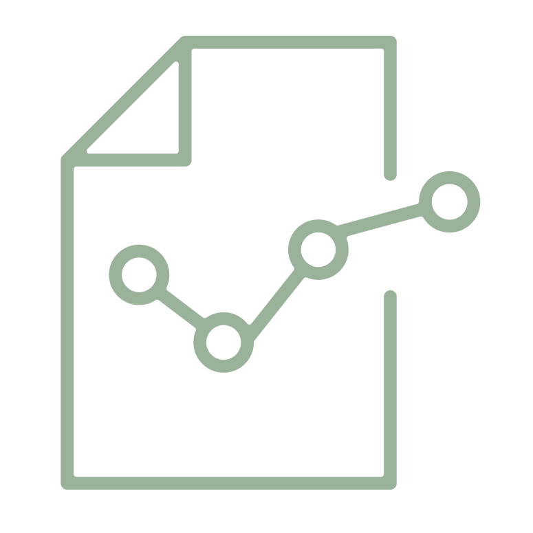 Icon of a document with a line graph showing data points connected by lines.