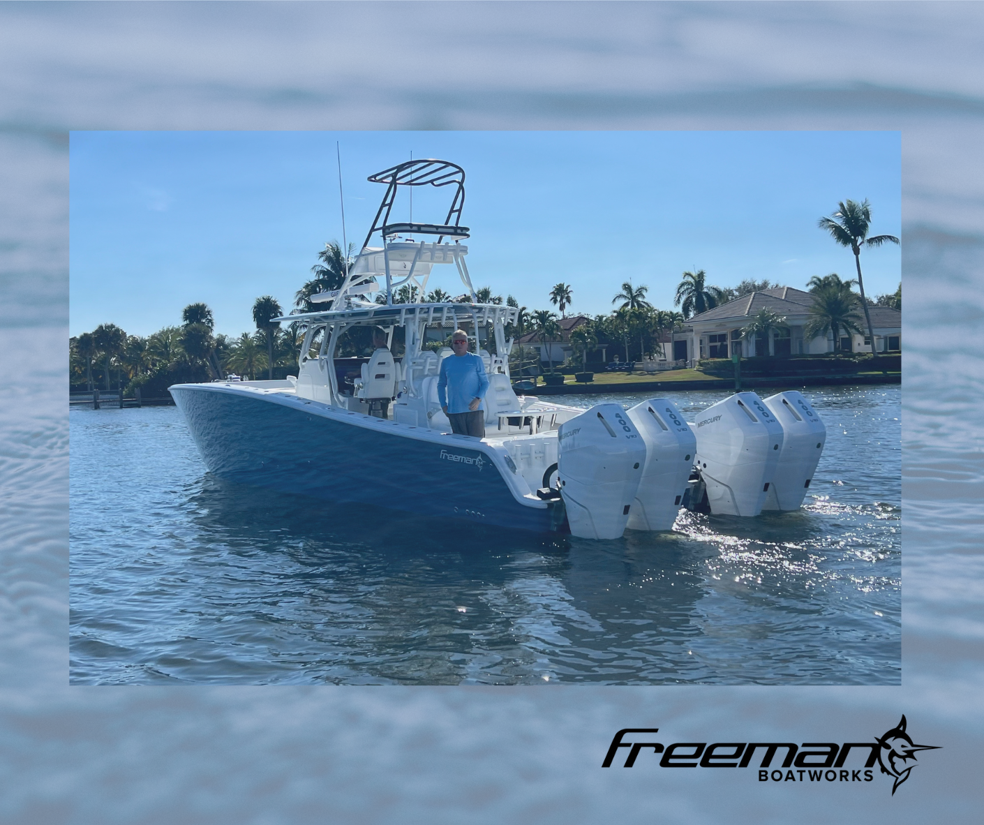 42' Freeman Center Console in the Florida Keys a built for fishing boat
