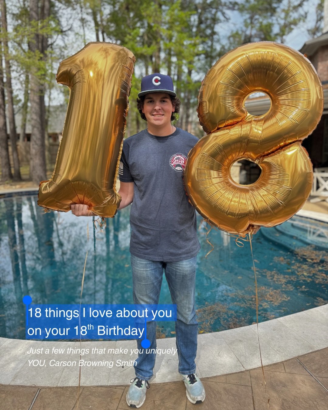 18 years ago today I held you in my arms for the very first time&hellip;and my whole world changed. 💙

We&rsquo;ve been learning how to be a family together ever since: you, me, Dad, and your sisters.

But you were the one who made me a mom first.

