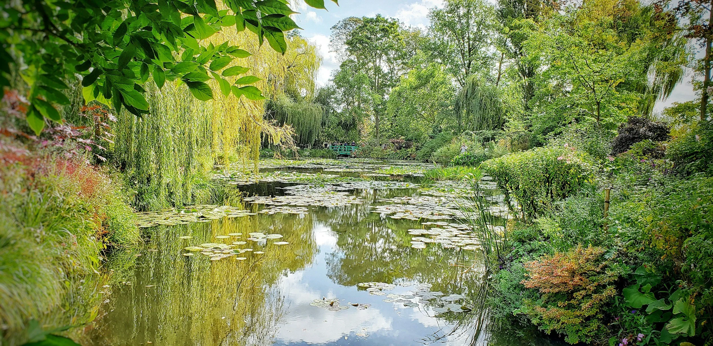 Japanese bridge over the water lily pond at Monet's garden in Giverny