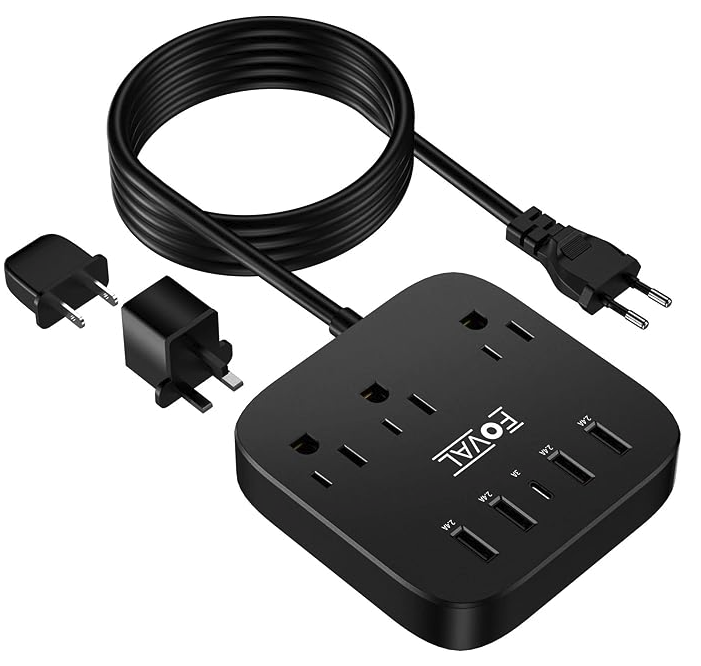 a portable power adapter with different plugs for different locations