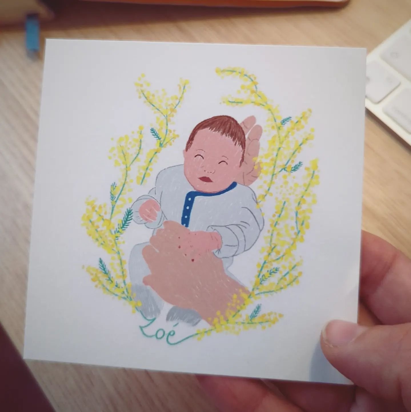 Zo&eacute; 
#naissance #illustration #frenchillustration #mimosa #cadeaunaissance