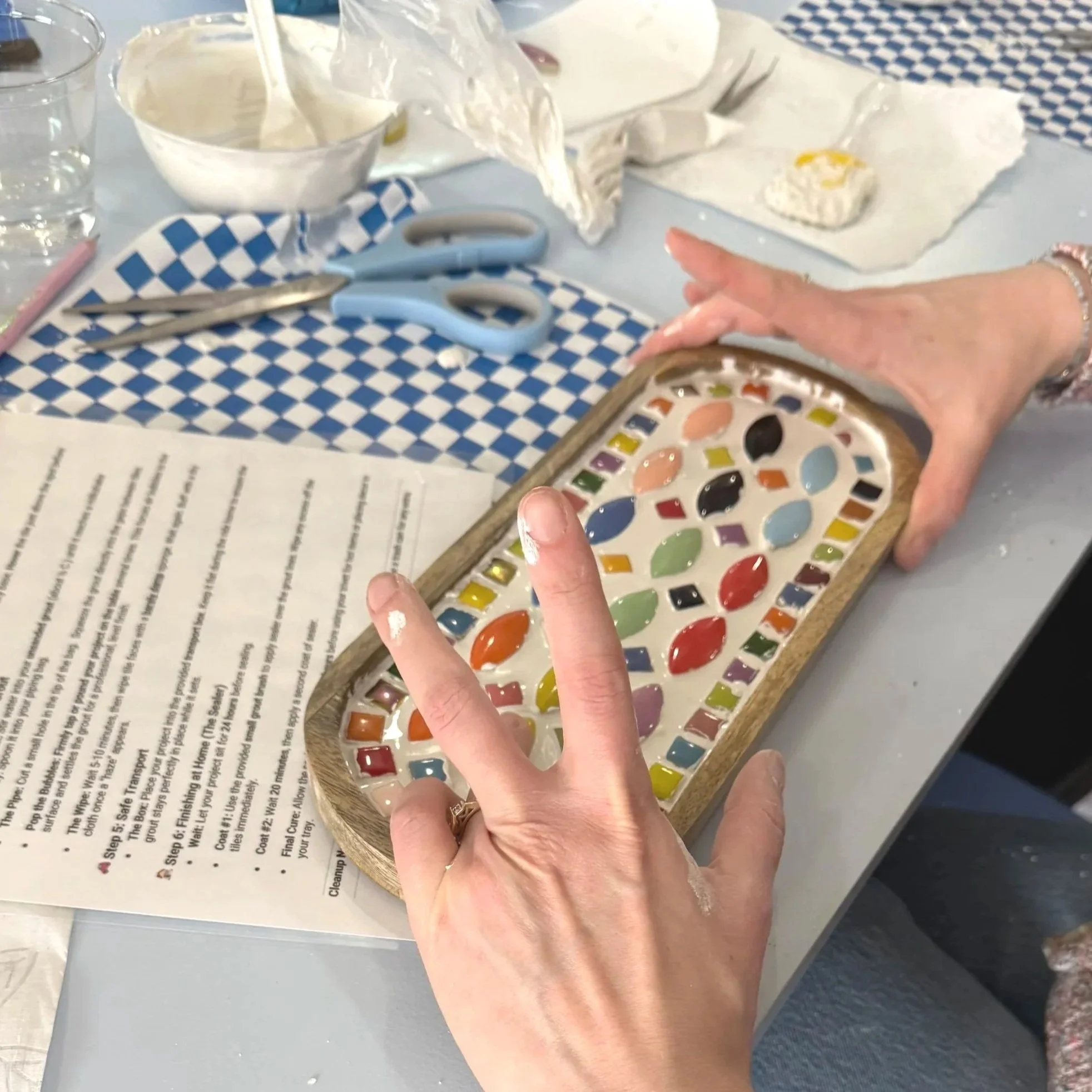 Turning beautiful tiles into a tray or trivets for a functional piece of art