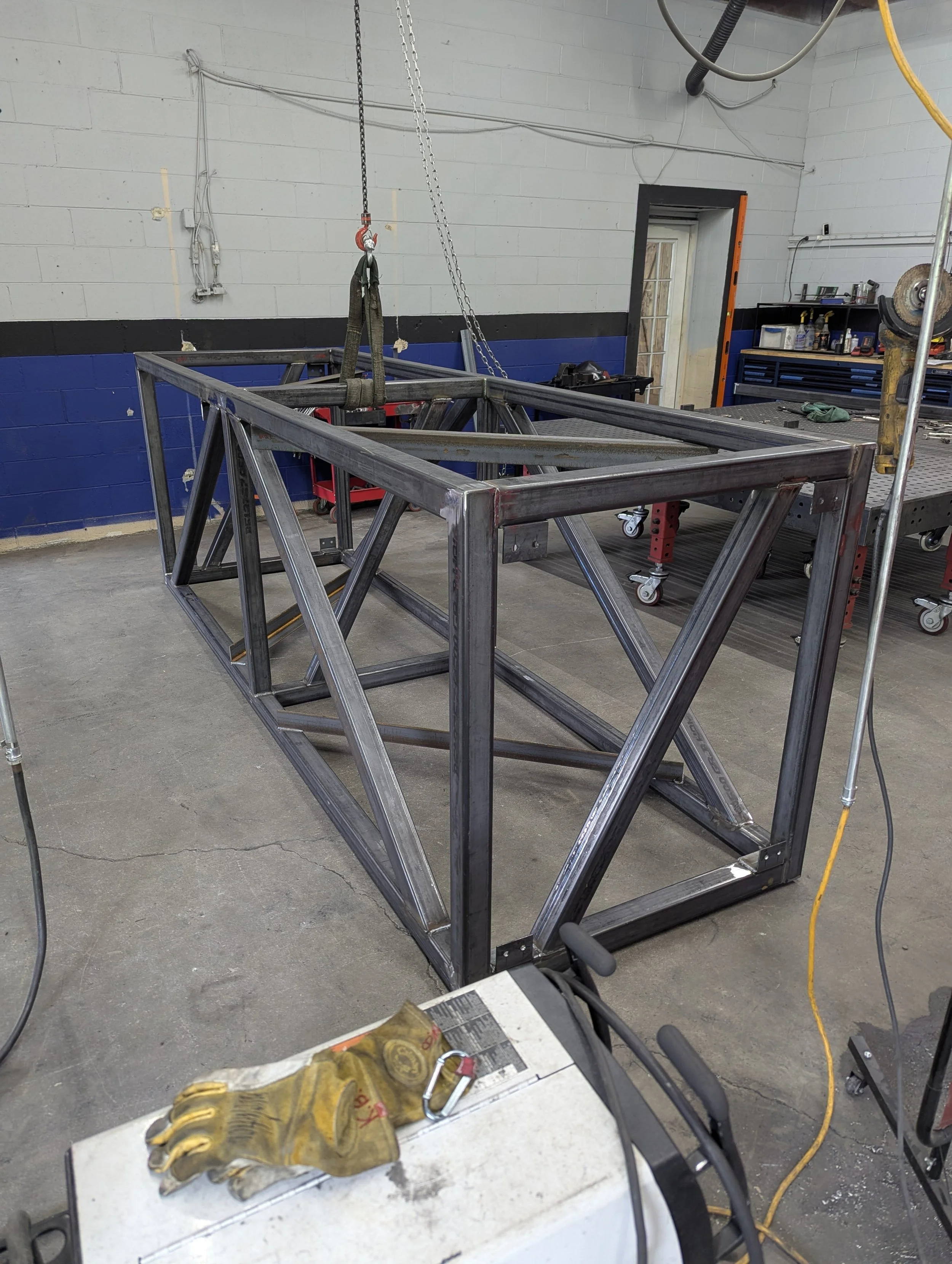 Steel frame being fabricated in the Dade Fabrication shop
