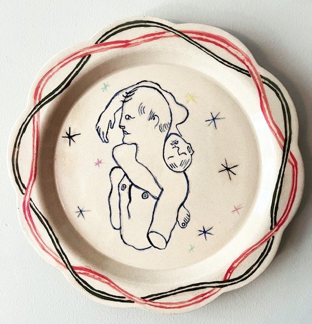Now in store: Decorative platter 11.5&rdquo; after Cocteau / SOLD
#stoneware #studiopottey #cone6glazes #eastrockceramics #pottery #mugs #bowls #dinnerware