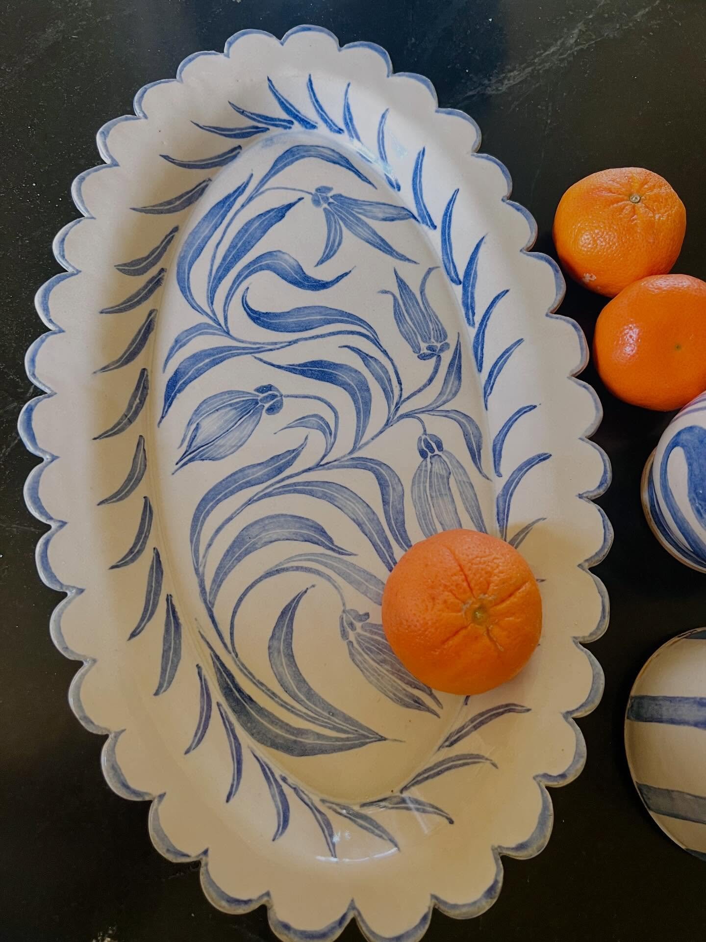 Spring serving dishes for your Ēostre, Ishtar, Passover &amp; Fools. We celebrate chocolate &amp; daffodils. #eastrockceramics #stoneware #tableware #pottery #studiopottery