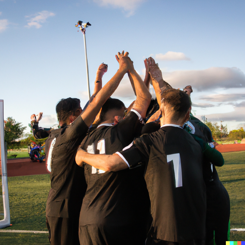DALL·E 2023-09-12 23.37.18 - Photograph of a football team celebrating after a goal.png