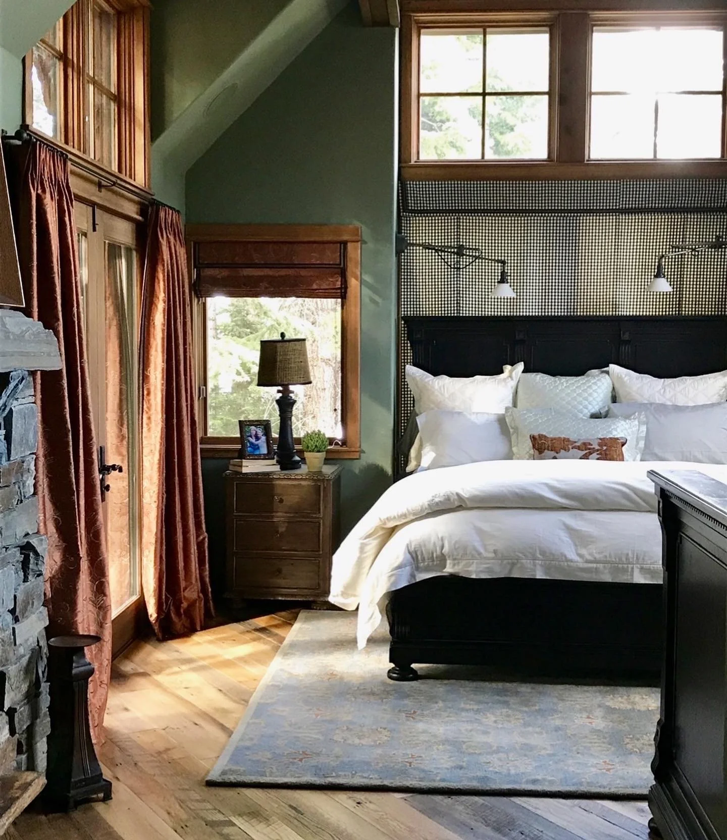 Rustic elegant master suite at Gray Wolf Haven