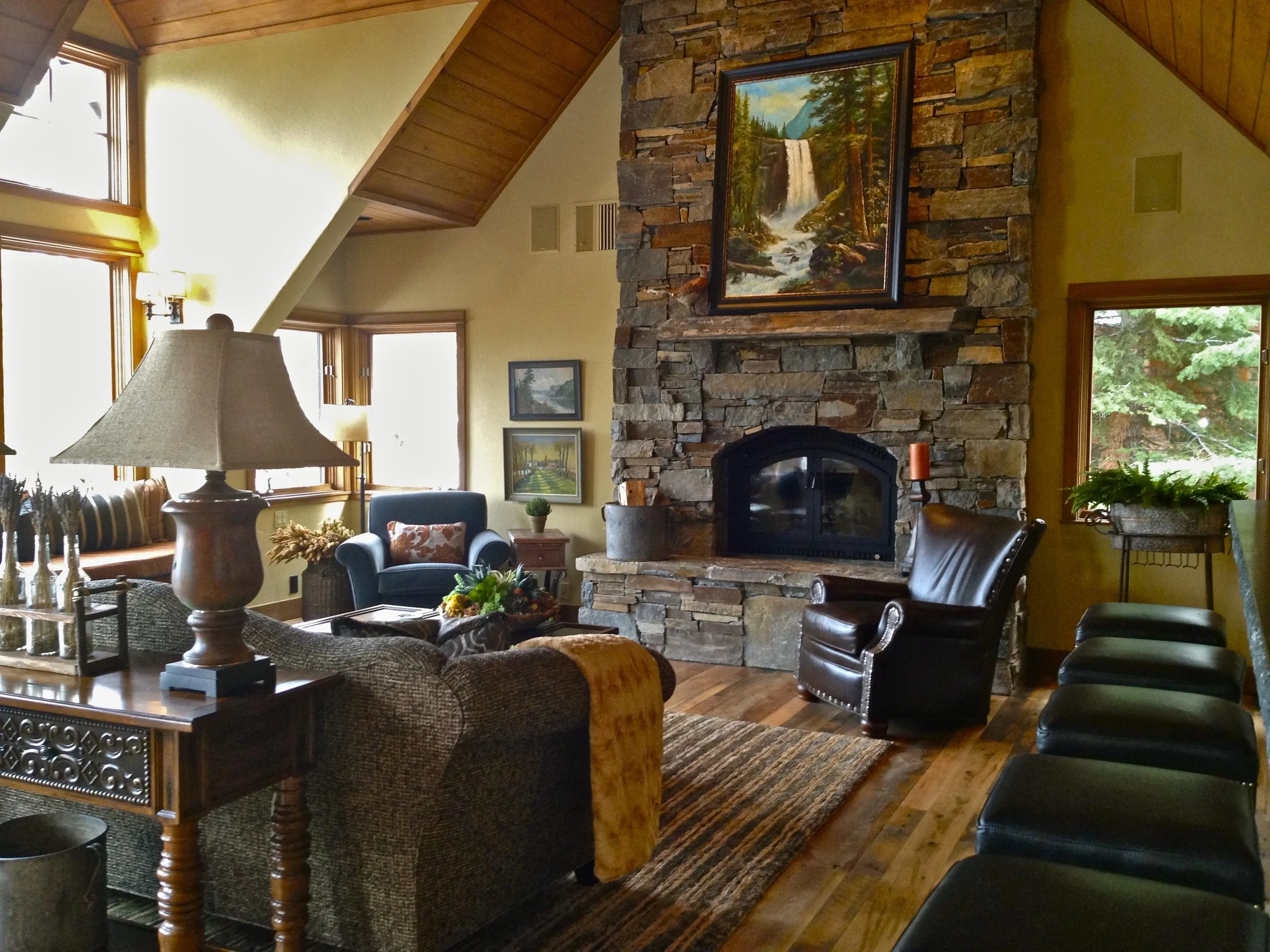 Rustic great room at Gray Wolf Haven