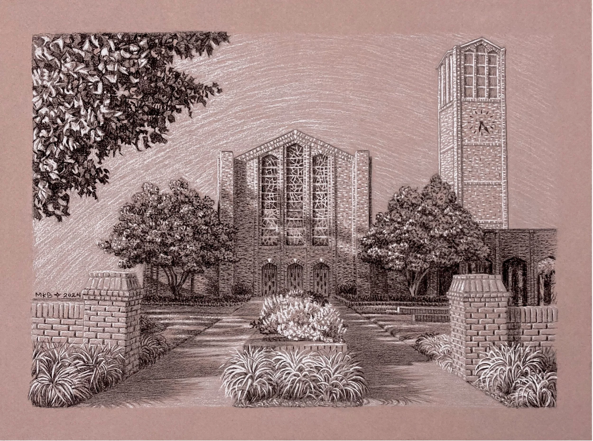 9" x 12" Rose tone Chapel of Memories, MSU digital print