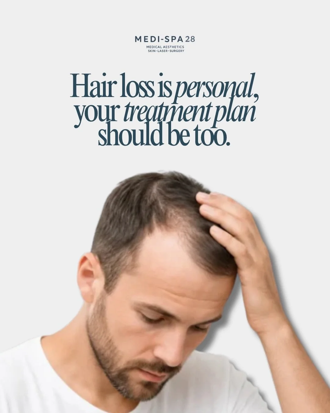 Hair loss can look different for everyone, which is why the right approach should always start with understanding what&rsquo;s happening beneath the surface.

At Medi-Spa 28, we offer a range of hair restoration options including iPRF, Polynucleotide