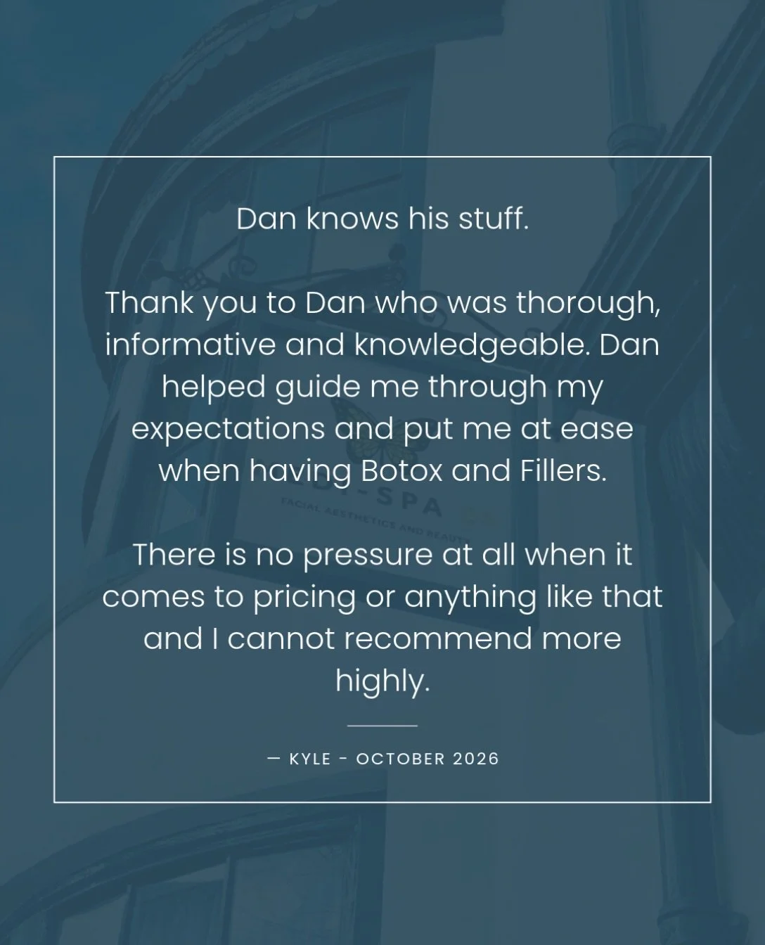 Injectable treatments are for men too! 💉

There&rsquo;s nothing better than hearing that our patients feel comfortable, informed and completely at ease throughout their experience with us. 

A lovely review for Dan, highlighting something that&rsquo