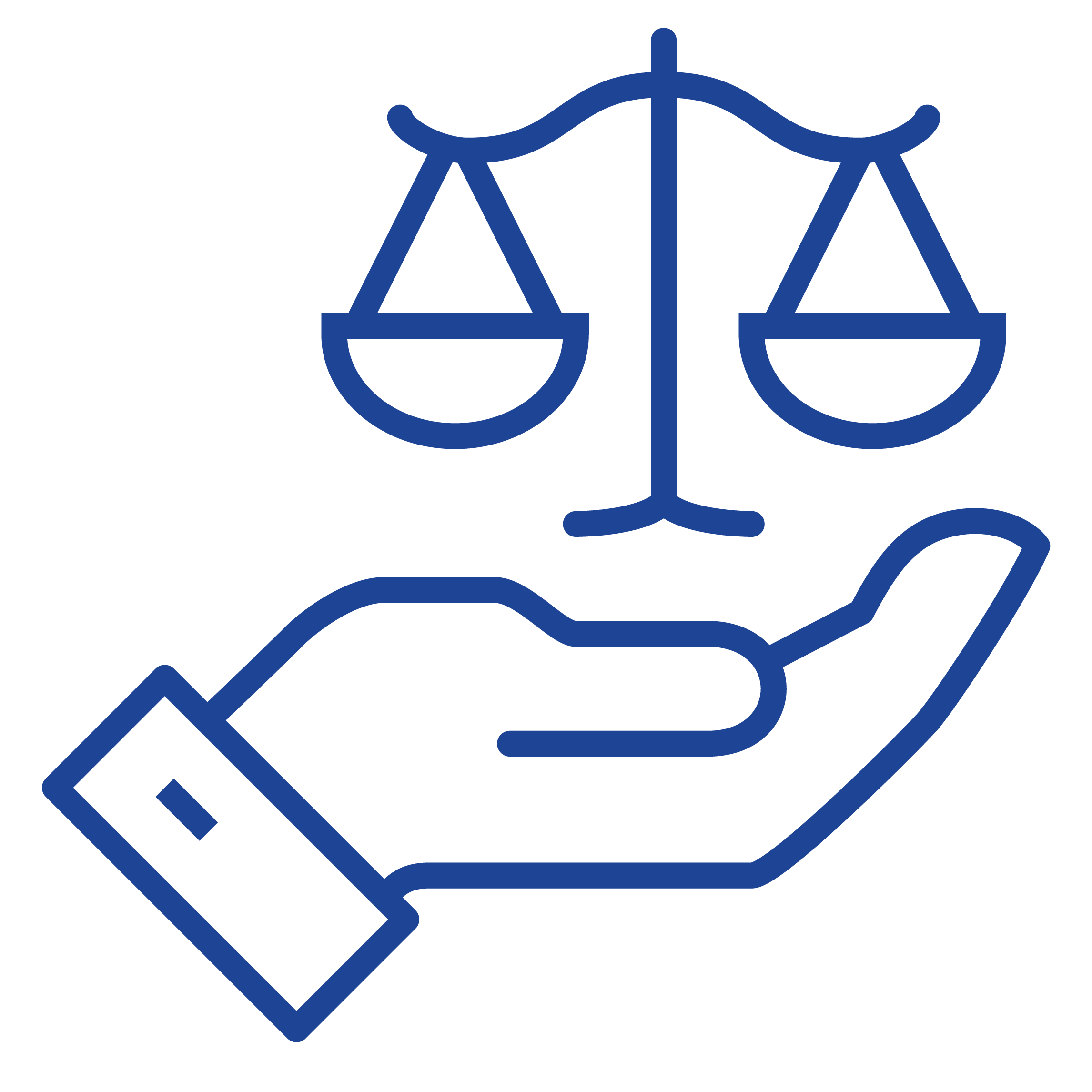 Hand icon holding justice scales