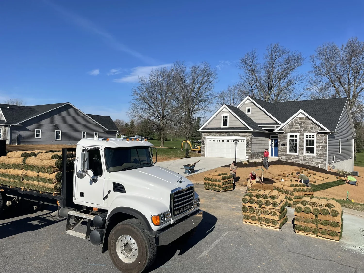 Turfgrass grown at Green Horizons Turf Farms for delivery to Charles Town, WV