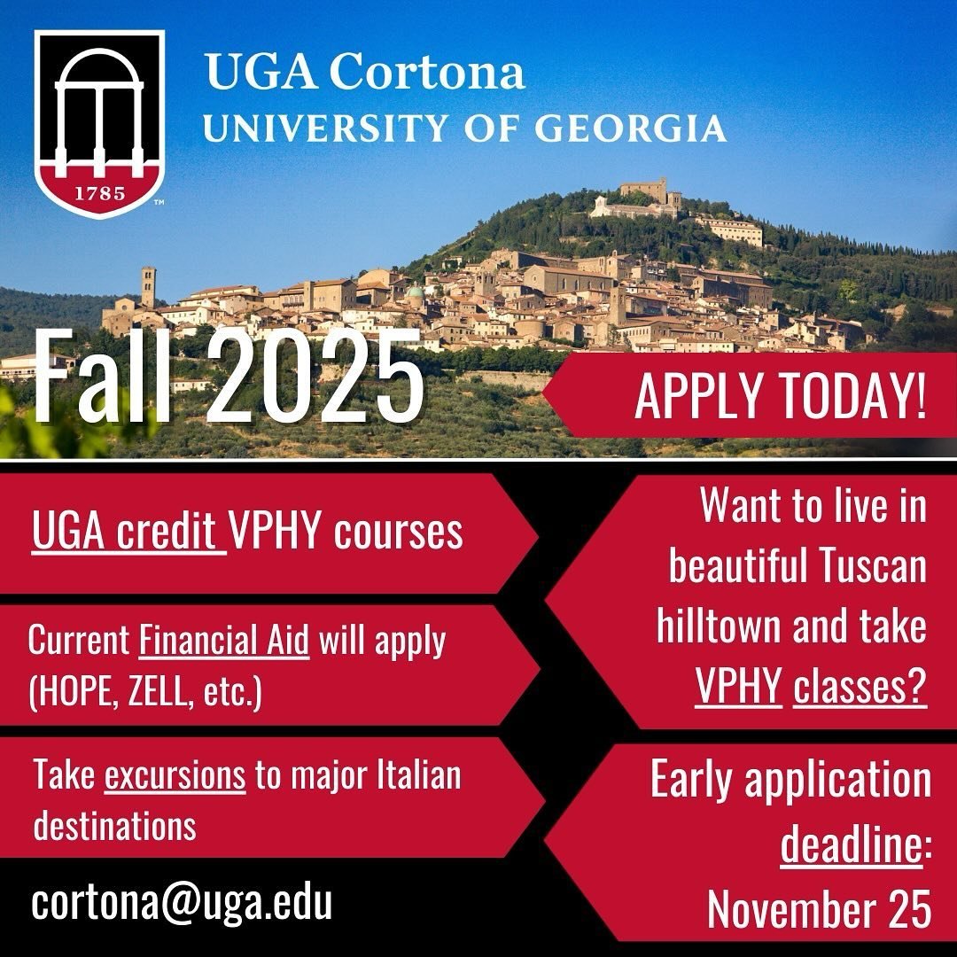 It&rsquo;s official! 🎉 @ugacortona has a semester program with courses that satisfy Biomedical Physiology requirements - read more below and visit cortona.uga.edu to learn more 👌 

UGA Cortona is excited to partner with the UGA Physiology Departmen