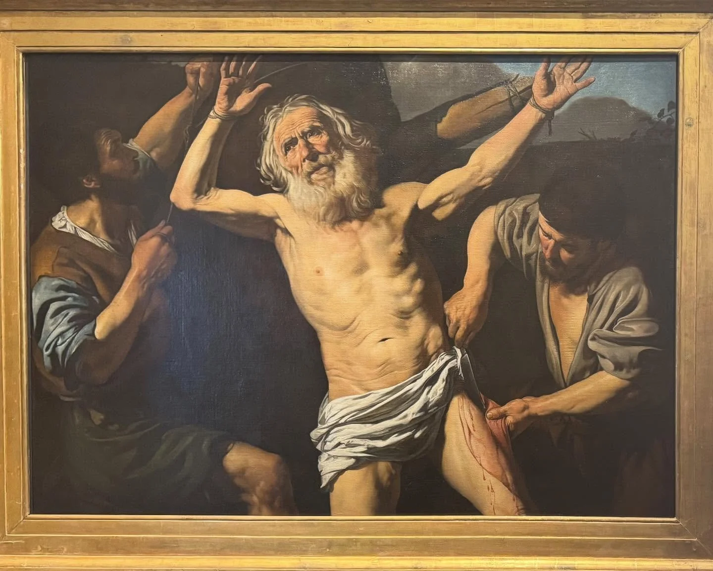 Leg muscles in the painting of &ldquo;Martirio di San Bartolomeo&rdquo; labeled by @madisonlee227 (swipe right)

S = Sartorius
VM = Vastus Medialus
RF = Rectus Femoris
VL = Vastus Lateralis

San Bartolomeo - the same saint of the church on Isola Tibu