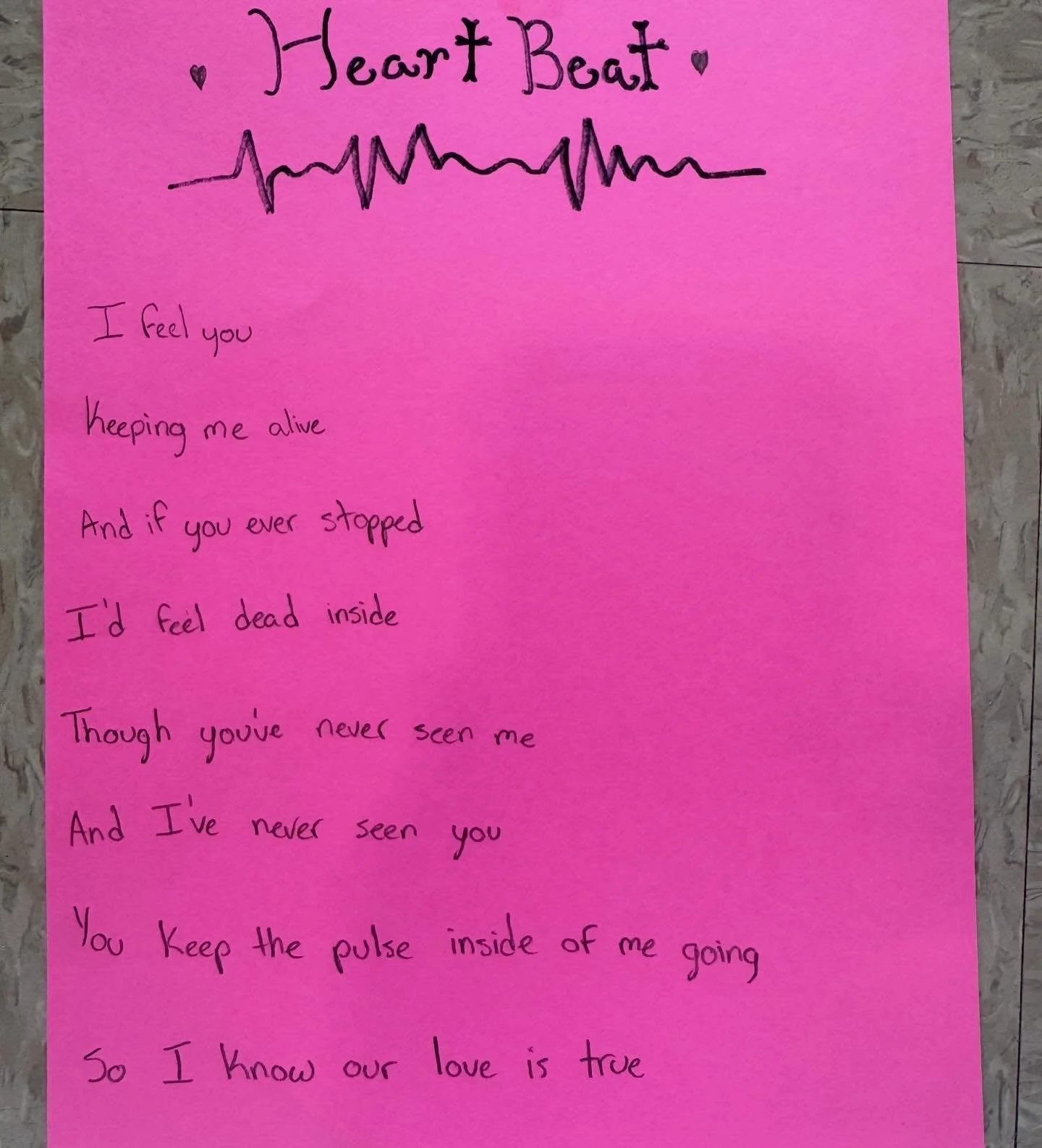 Poem on the heart - written by one of the participants from CTC and Upward Bound 💜