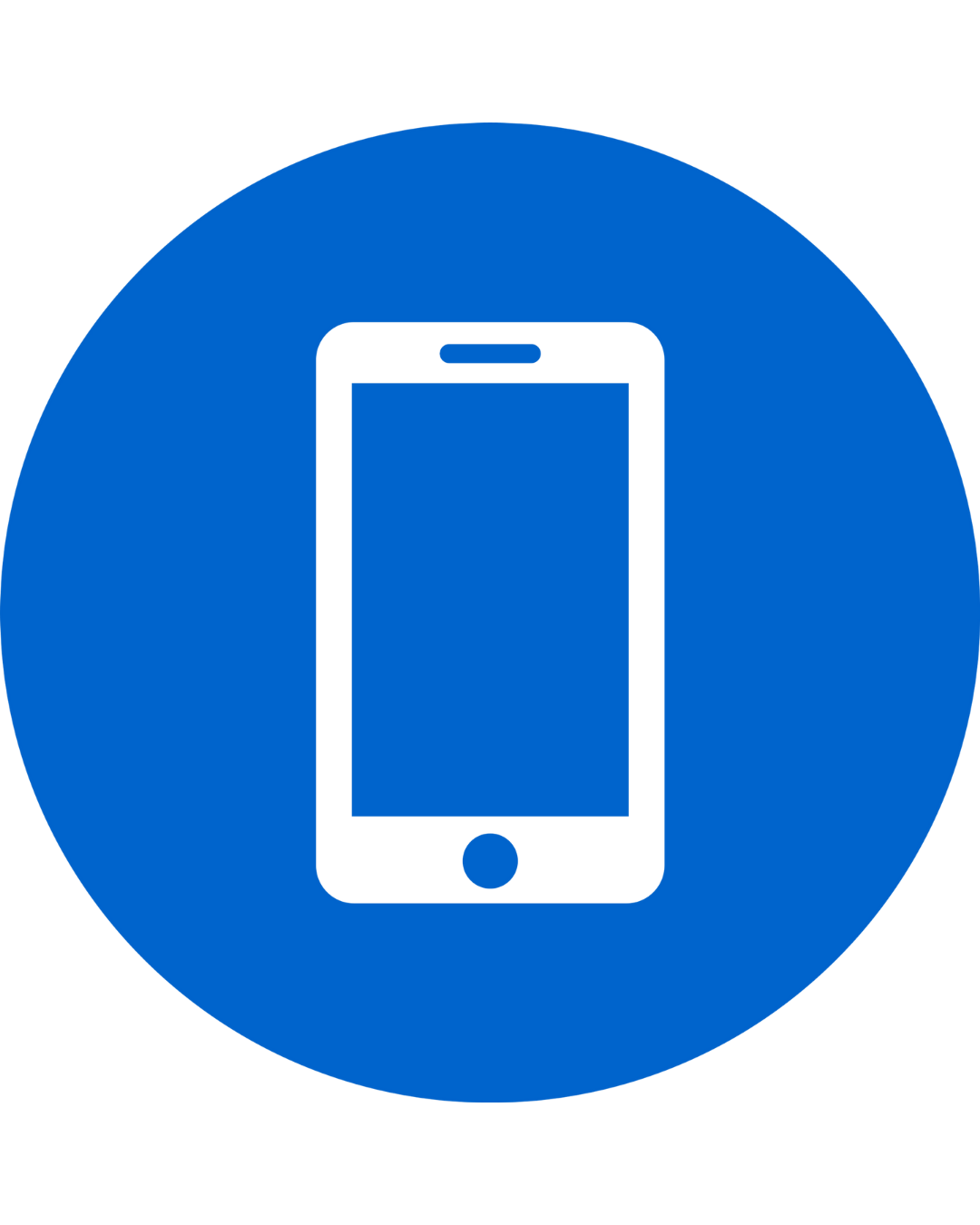 Icon of a smartphone inside a blue circle.