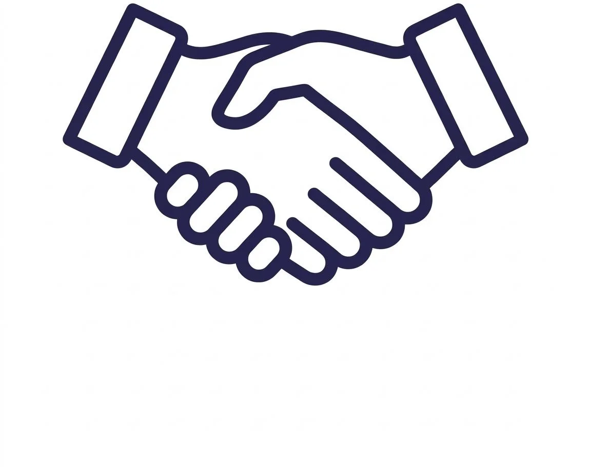 Line drawing of a handshake.
