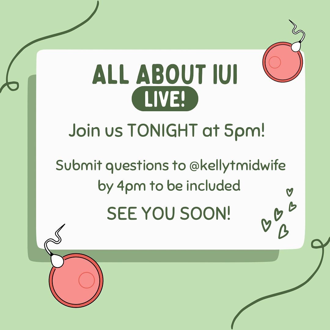 ✨TONIGHT! - All About IUI✨

Join us at 5pm for a LIVE discussion on IUI, fertility support, and more. 

Submit questions by 4pm to @kellytmidwife to be included! We hope to see you there ✨