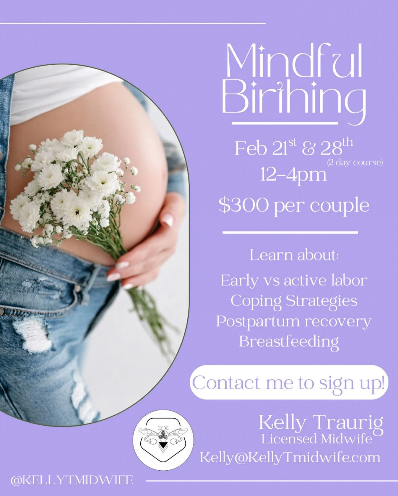 February Childbirth Education now available for signups! 

This class covers:
Early labor vs active labor
Coping strategies &amp; tips for partners
Pushing &amp; how to reduce tearing
Preparing for postpartum recovery 
Breastfeeding

Take home over a