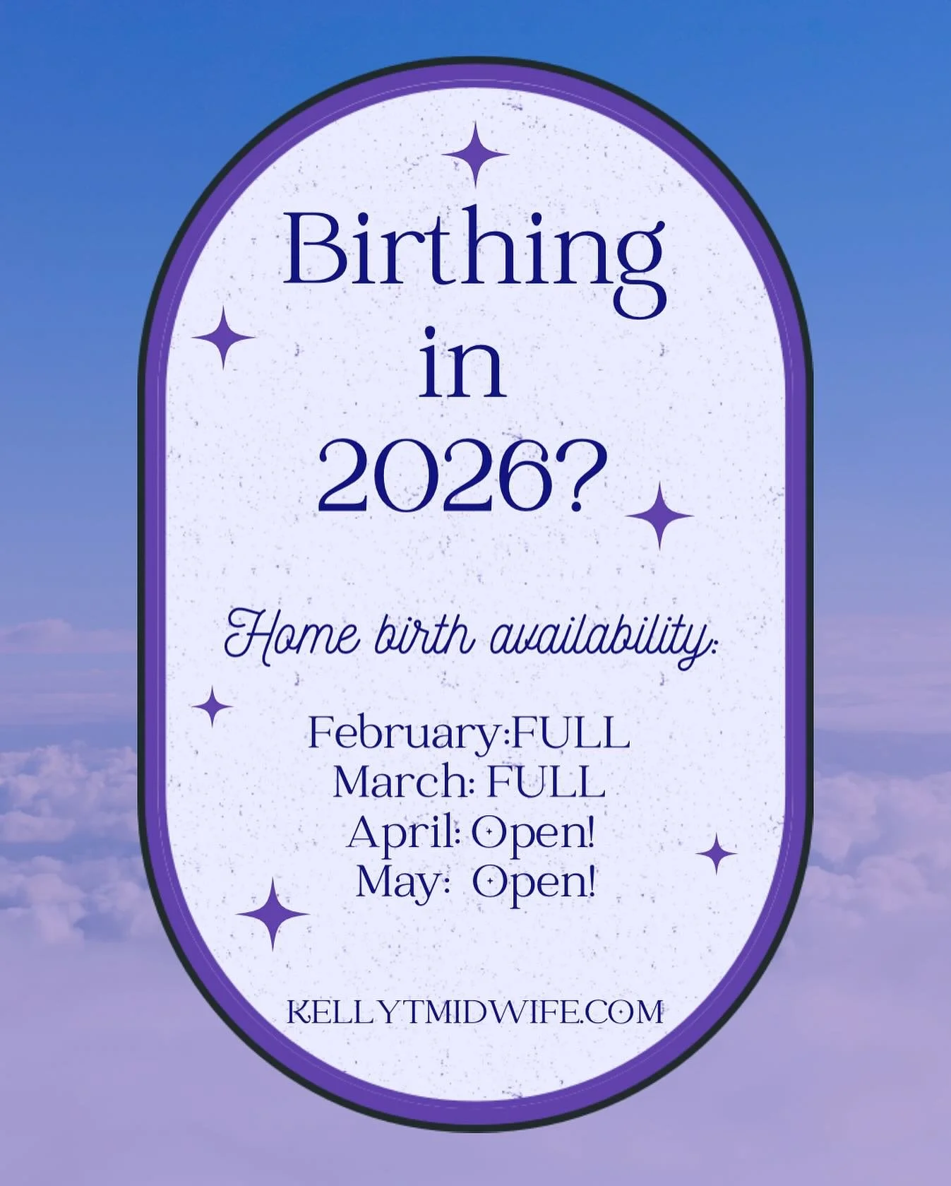 My practice is filling up quickly for home births in 2026, please don&rsquo;t hesitate to reach out if you&rsquo;re hoping to birth with me! 💕

Prenatal &amp; postpartum care, wellness visits, preconception support and IUI, and other services are st