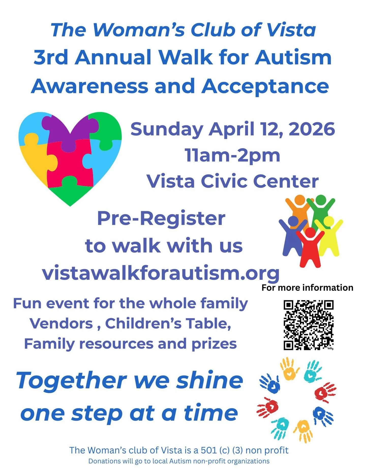 I&rsquo;ll be present as a vendor at the Walk for Autism Awareness &amp; Acceptance on Sunday 4/12 in Vista- come visit and show your support for a great cause!