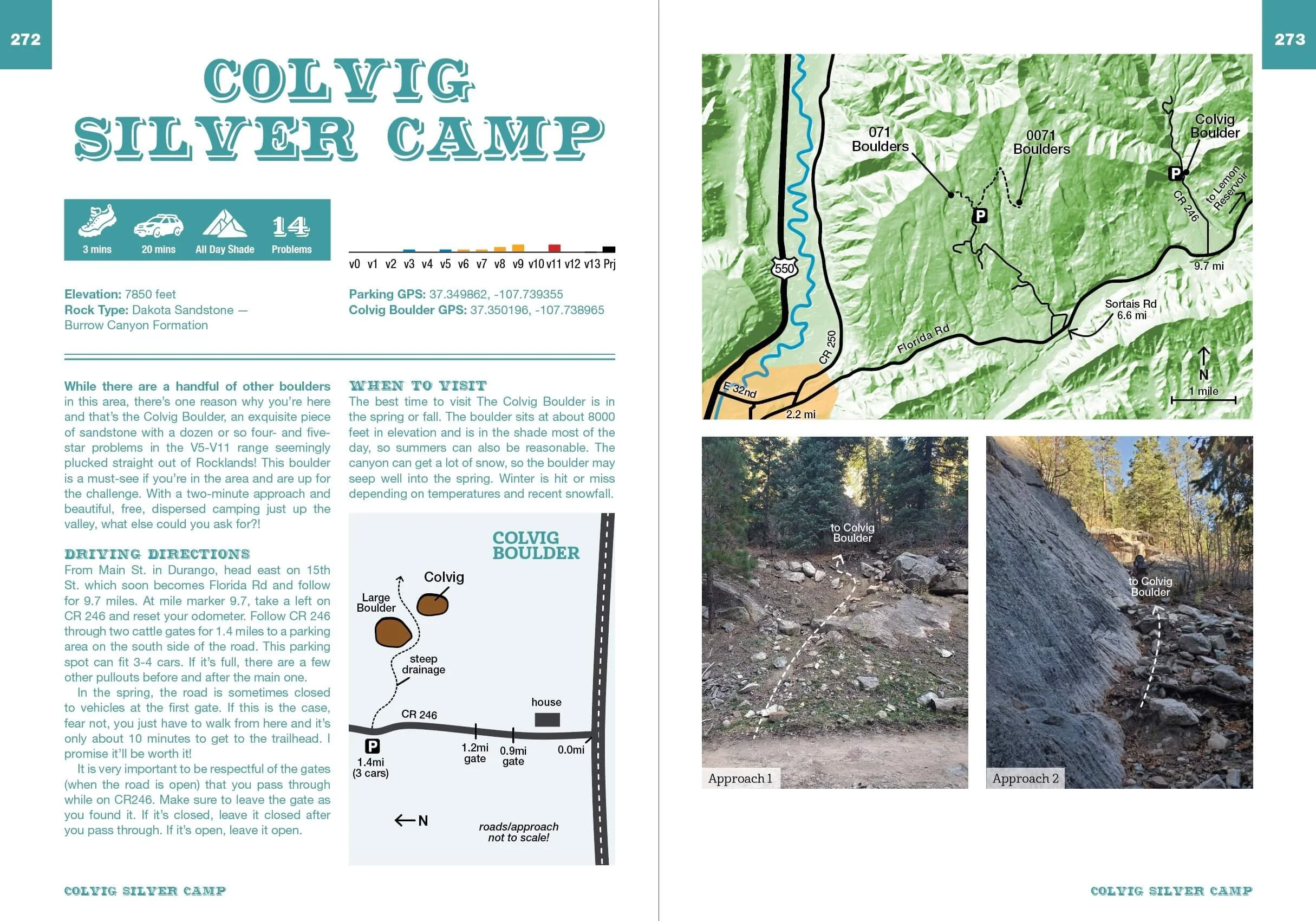 Image shows pages 272-273 and area intro as well as map and beta photo.