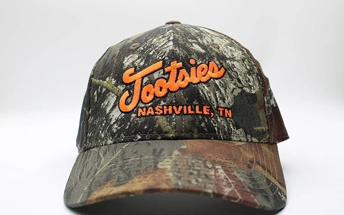 Tootsie's Orchid Lounge Nashville Camouflage hat with Hunter Orange Embroidered Logo
