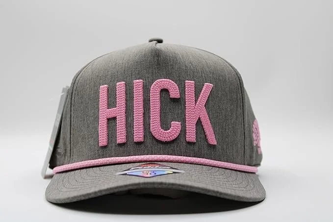 Official The Hick Hat, Grey with Pink Lettering