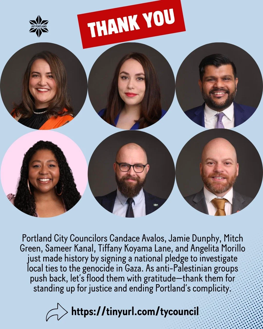Today, Friday, October 17, six Portland City Councilors — Candace Avalos, Jamie Dunphy, Mitch Green, Sameer Kanal, Tiffany Koyama Lane, and Angelita Morillo — held a press conference announcing their support for a national pledge to inves