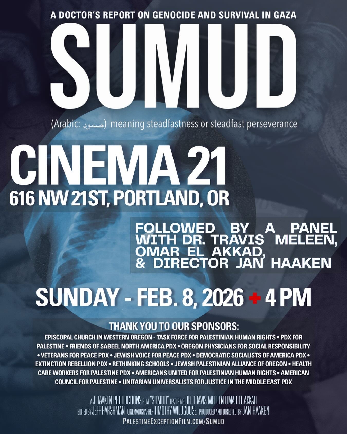 Sumud (Arabic: صمود) meaning steadfastness or steadfast perseverance.

From the dismantling of the health care system, hospitals being destroyed, and critical supplies unavailable, to health care workers who are trying to stay alive and
function. Eve