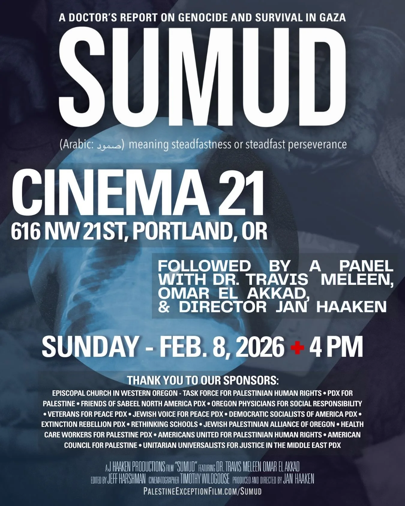 Sumud (Arabic: صمود) meaning steadfastness or steadfast perseverance.

From the dismantling of the health care system, hospitals being destroyed, and critical supplies unavailable, to health care workers who are trying to stay alive and
function. Eve