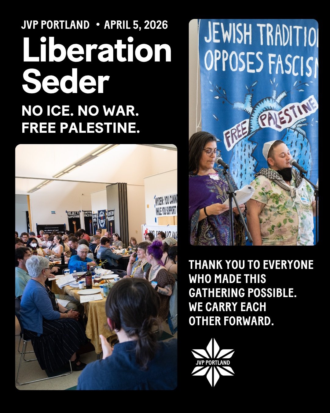 Nearly 100 anti-Zionist Jews and allies gathered with us on April 5 for our Liberation Seder&nbsp;

Together, we told a story our ancestors, and their ancestors before them, have told for&nbsp; generations. We also recognized that the stories we inhe