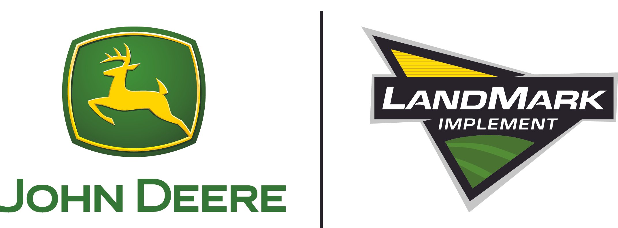 Landmark Implement Logo with John Deere Logo as Sponsors for Prairie Loft's Steak & Ale Fundraiser