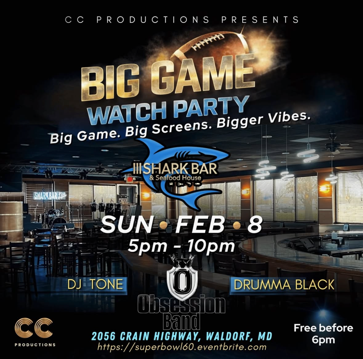 BIG GAME WATCH PARTY W/OBSESSION BAND