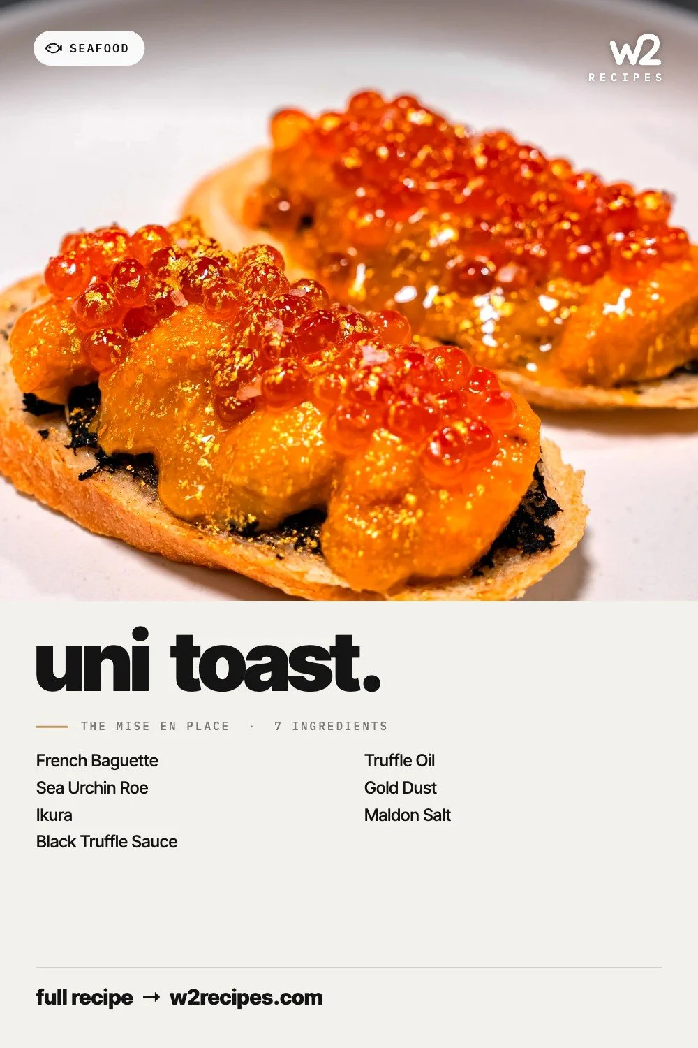 Uni Toast recipe — Pinterest pin with ingredient list | W2 RECIPES