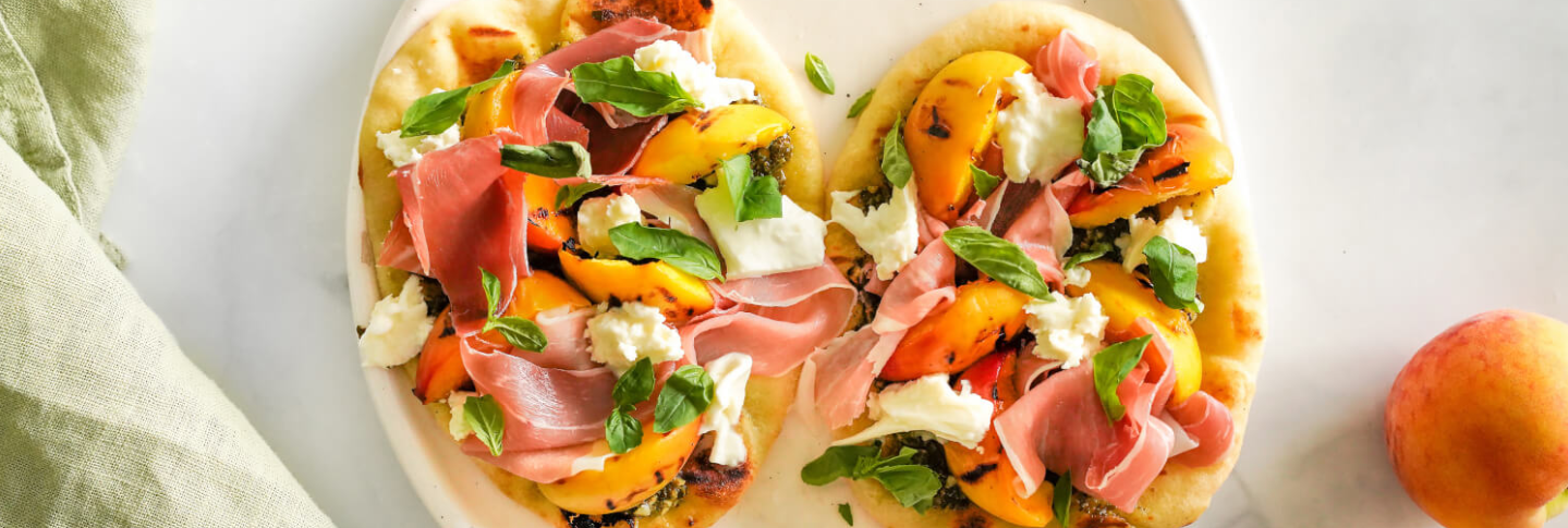 Grilled Peach &amp; Pesto Flatbread