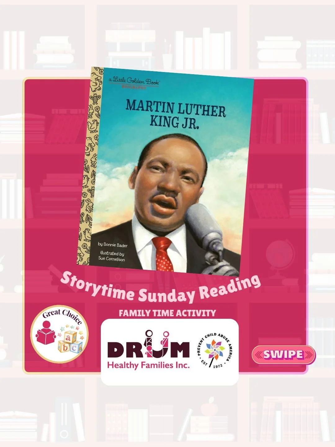 It&rsquo;s Storytime Sunday and we&rsquo;re highlighting a childhood classic.
📖
Learn all about Martin Luther King Jr. Day with this Little Golden Book biography all about the civil rights leader! The perfect introduction to nonfiction for preschool