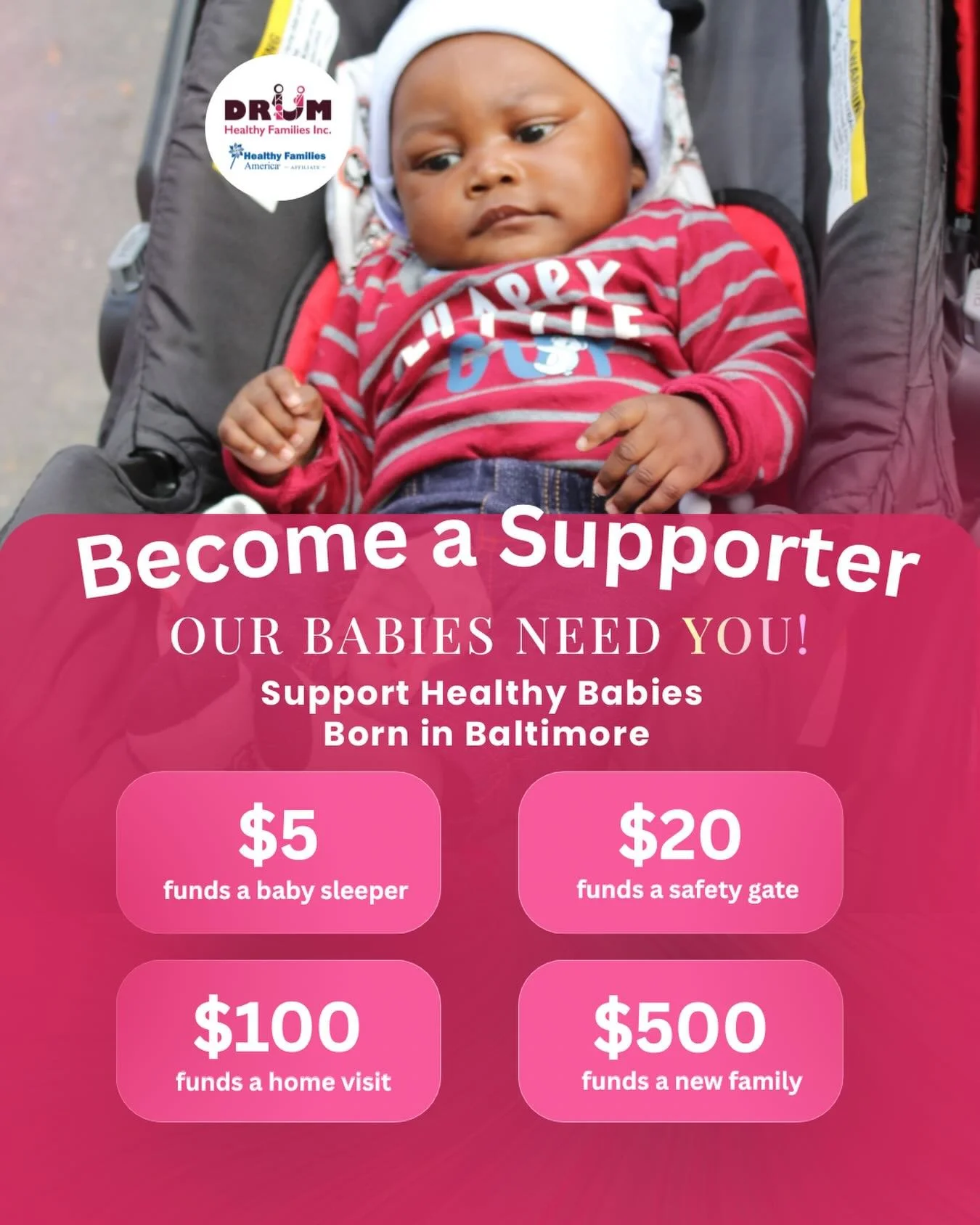 DRUM&rsquo;s mission comes to life by large and small donations plus support from people like YOU. 

Become an advocate for DRUM, consider a gift of any size. Visit www.drumhealthyfamilies.org/donate 
(link in our bio)

#share

#drumhealthyfamilies 
