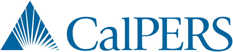 CalPERS logo with a stylized blue triangle and the text CalPERS