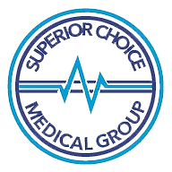 Logo of Superior Choice Medical Group featuring a blue circular design with medical symbols and text.