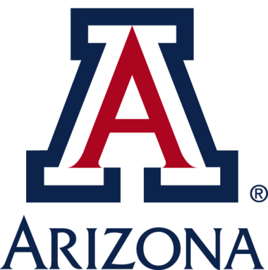 The University of Arizona logo featuring a large stylized letter 'A' in red and white with navy blue outline, and the word 'ARIZONA' underneath in navy blue.