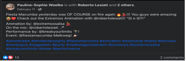 Compliments from an event goer 