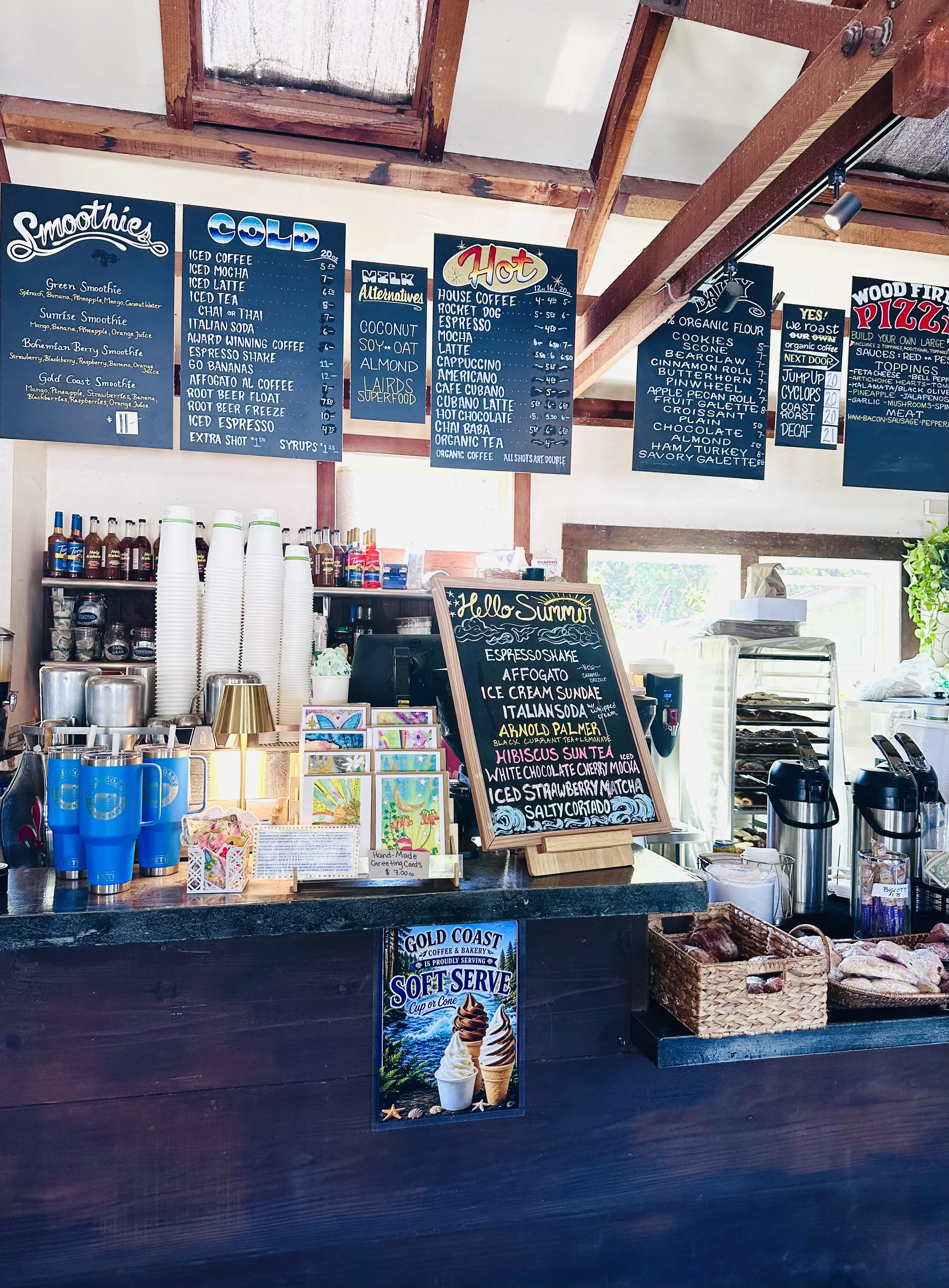 Coffee and food menus inside Gold Coast Coffee and Bakery