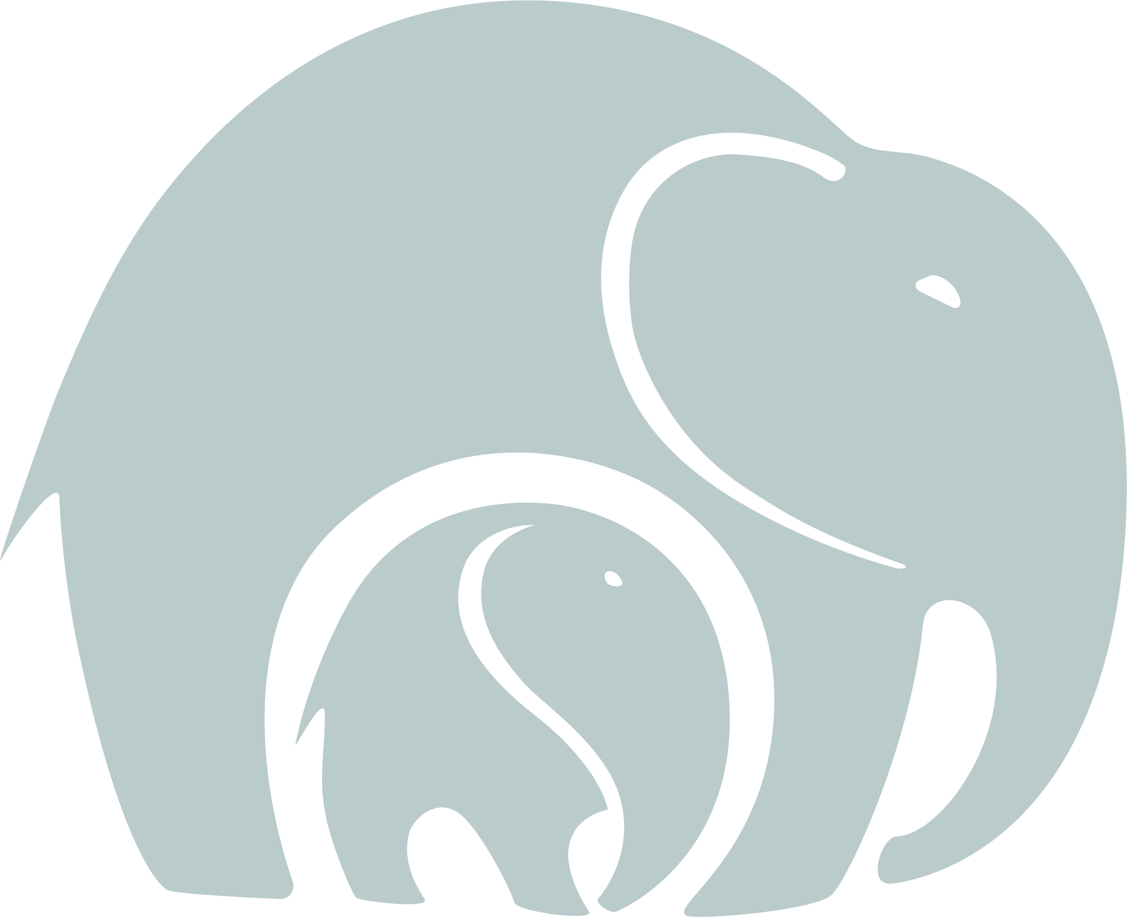 Stylized illustration of a black bear with a smaller bear inside its body, both outlined in black on a light gray background.