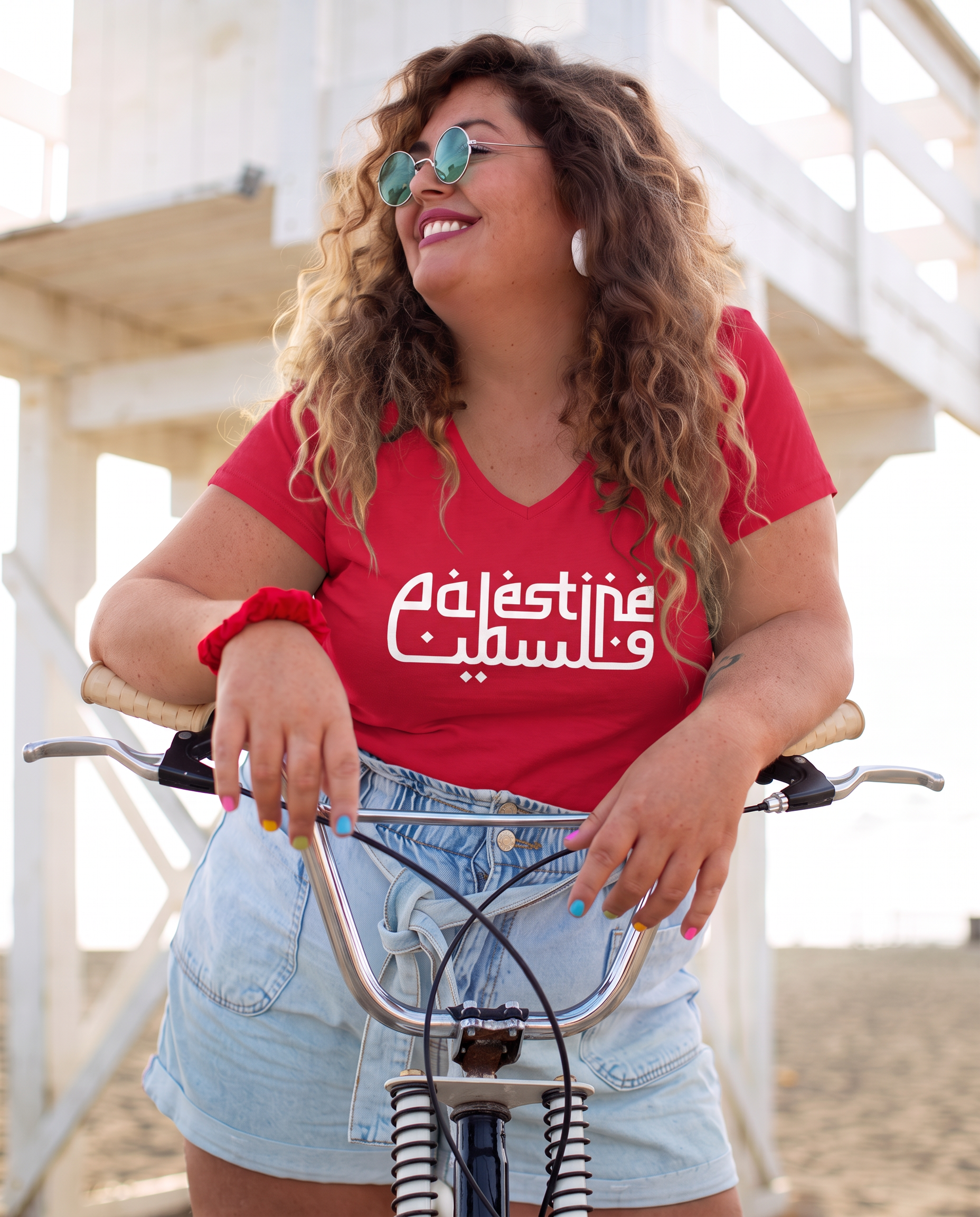 Palestine V-Neck T-Shirt - Red