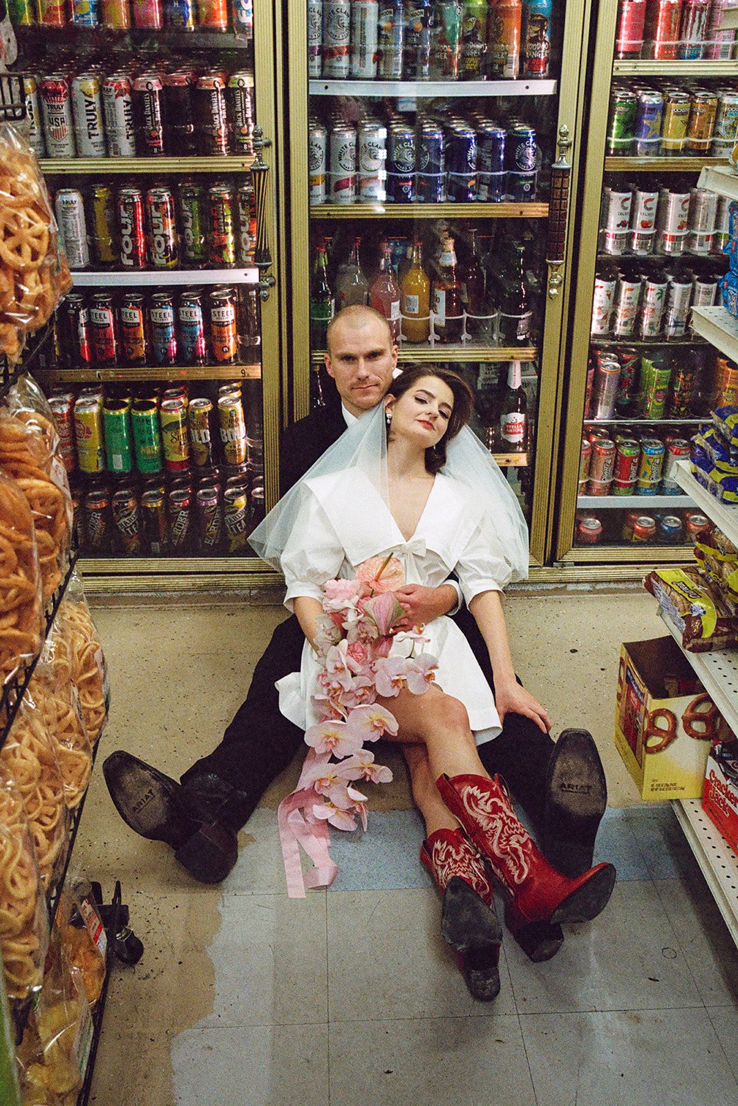 A Stylish Las Vegas Elopement Shot on Film with a Downtown Walk