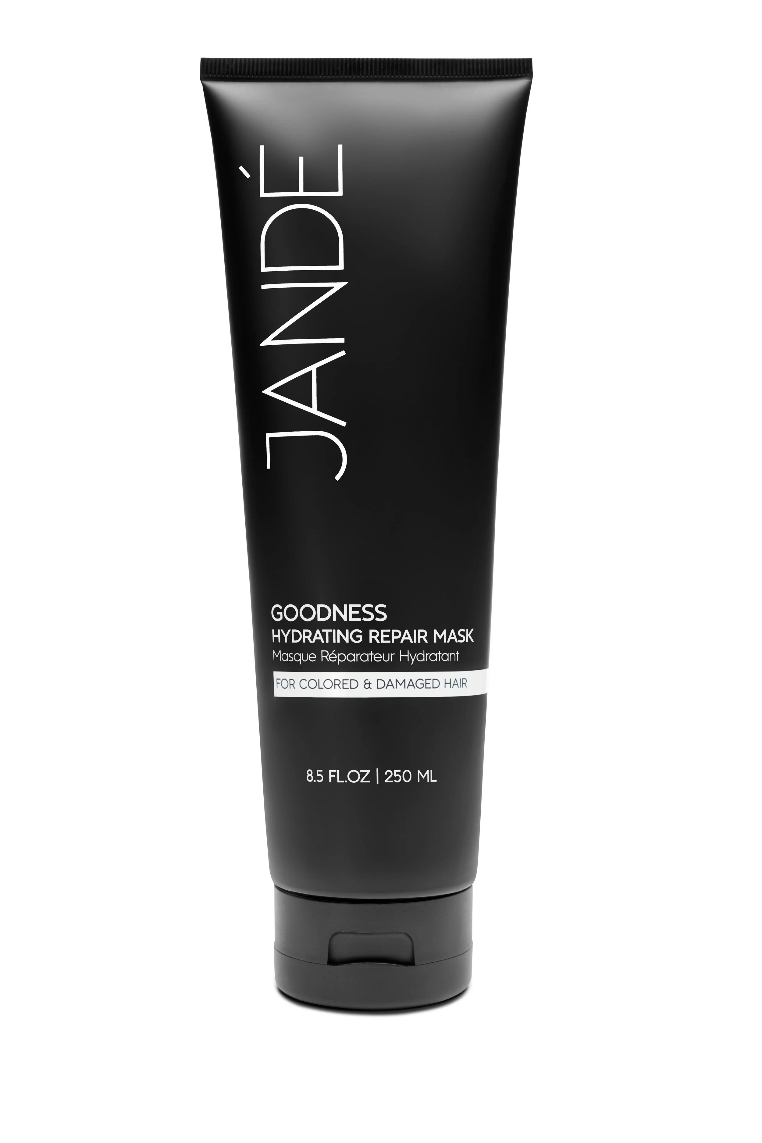 Black tube of JANE'S GOODNESS Hydrating Repair Mask for colored and damaged hair, 8.5 fl oz (250 ml).